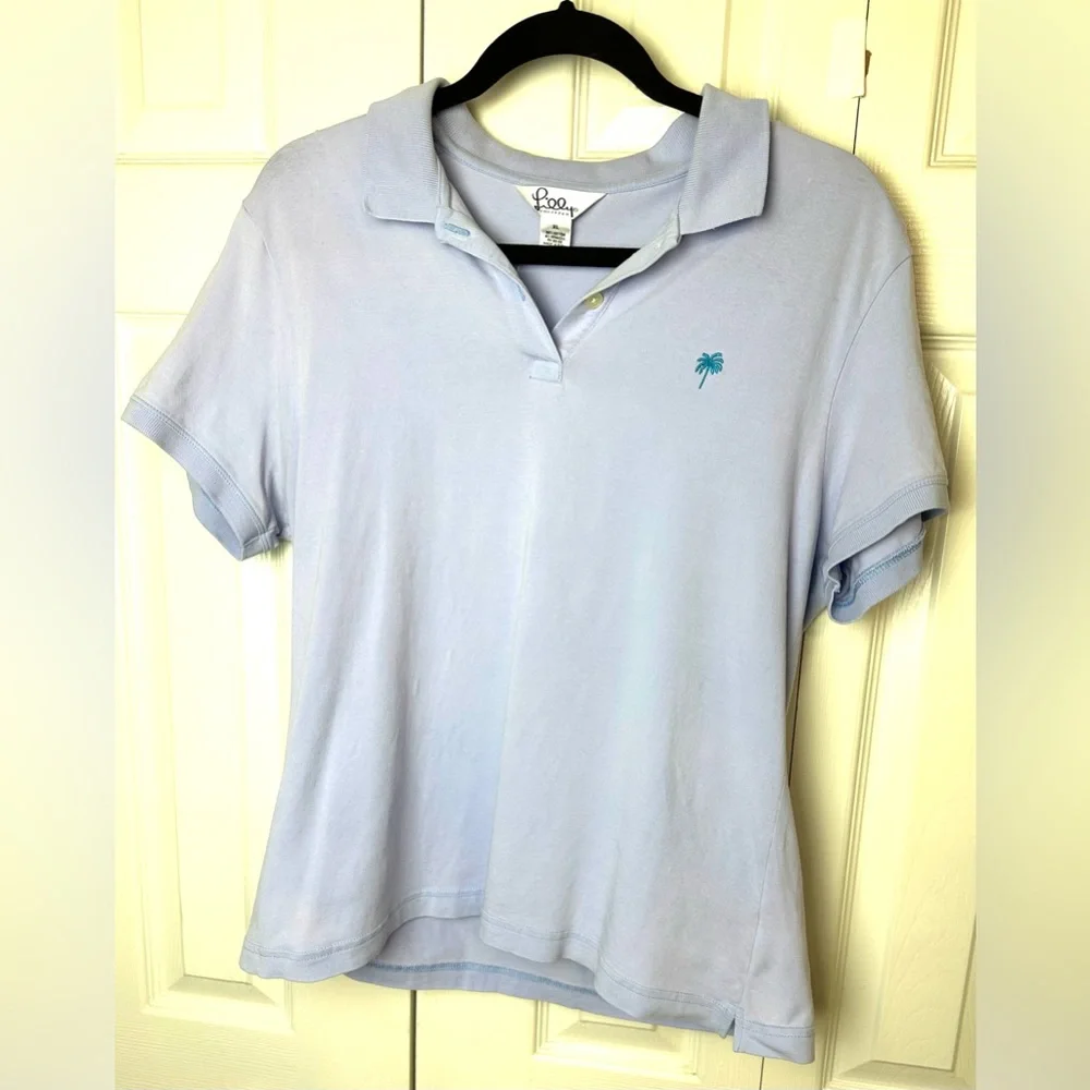 2 LILLY PULITZER Y2K Vintage Polo Shirts Blue Green Blouse Top Preppy Golf Knits - Picture 2 of 11